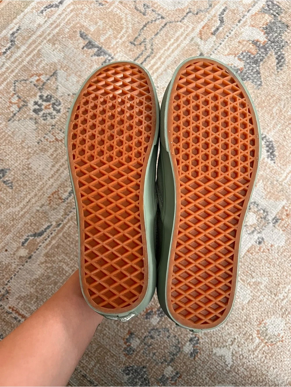 Vans Slip-On Canvas Sneakers in Sage/Olive Green